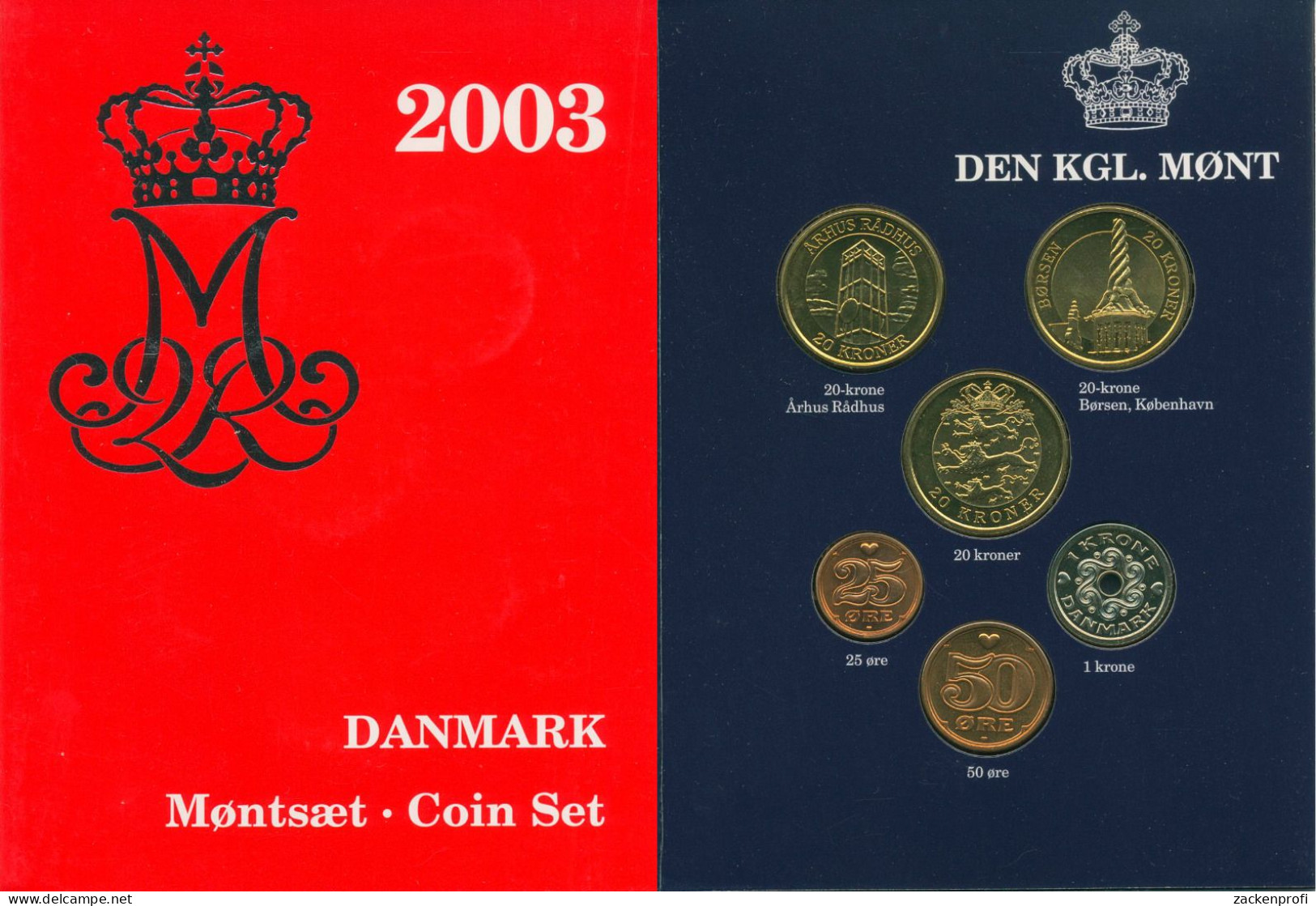 Dänemark 2003 Kursmünzen 25 Öre - 20 Kronen Im Blister, St (m5518) - Dänemark