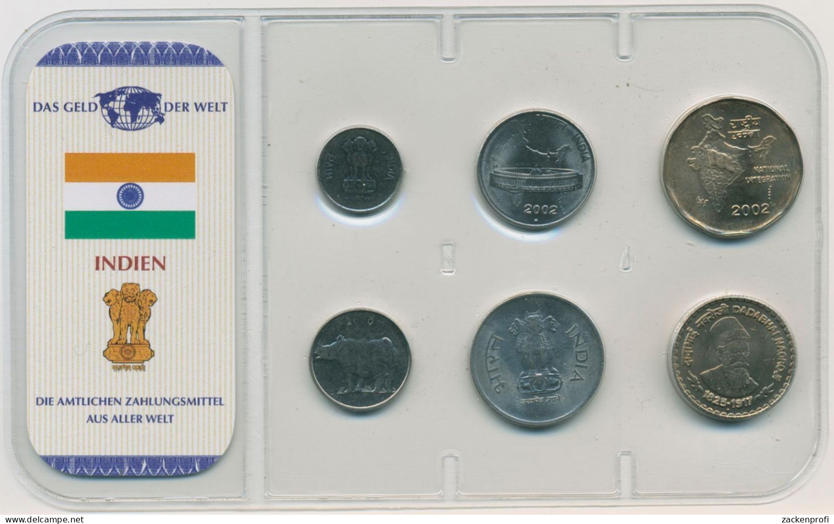 Indien 1988/2003 Kursmünzen 10 Paise - 5 Rupees Im Blister, St (m4037) - Inde