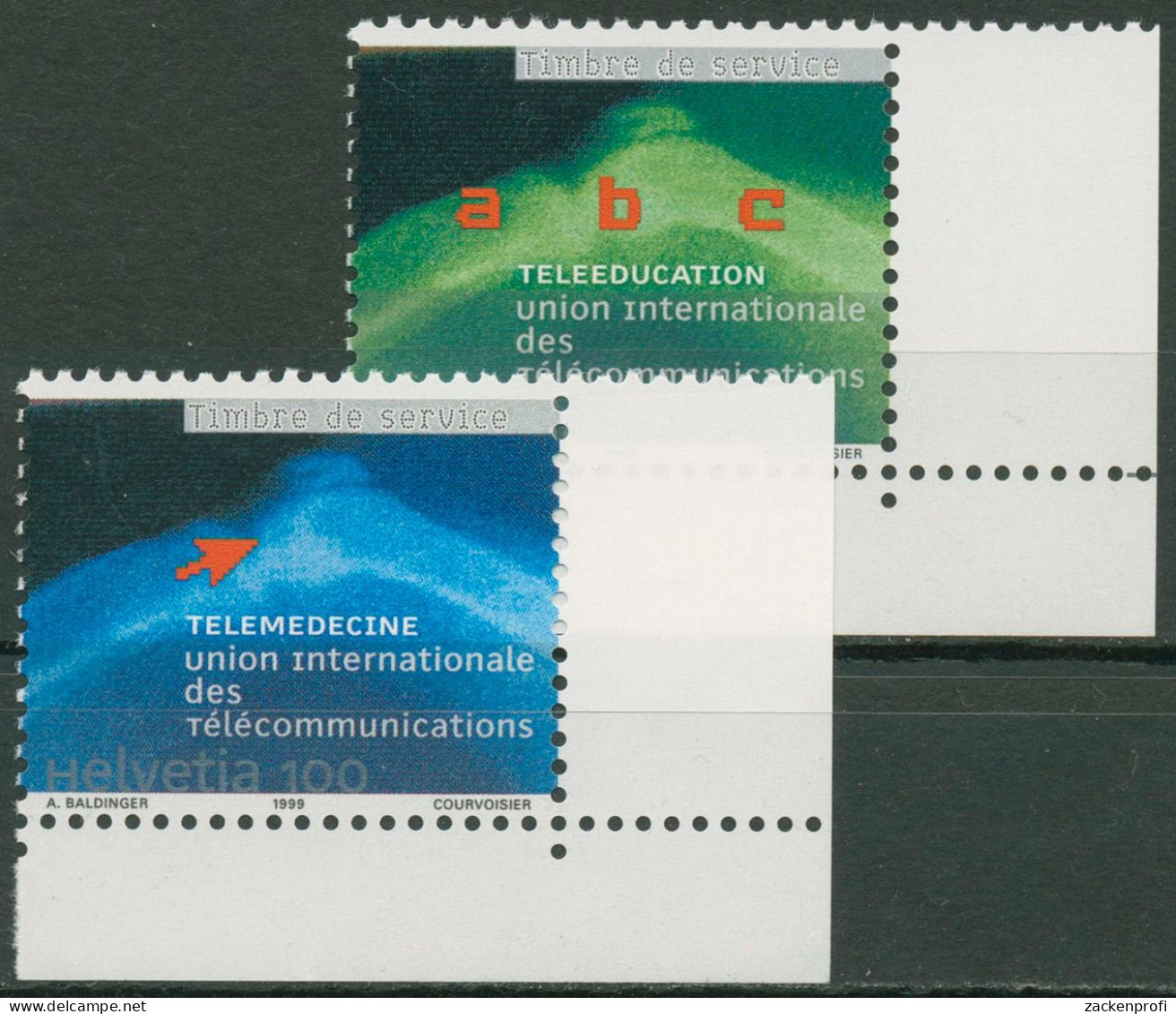 Int. Fernmeldeunion (UIT/ITU) 1999 Telelernen/Telemedizin 16/17 Ecke Postfrisch - Oficial