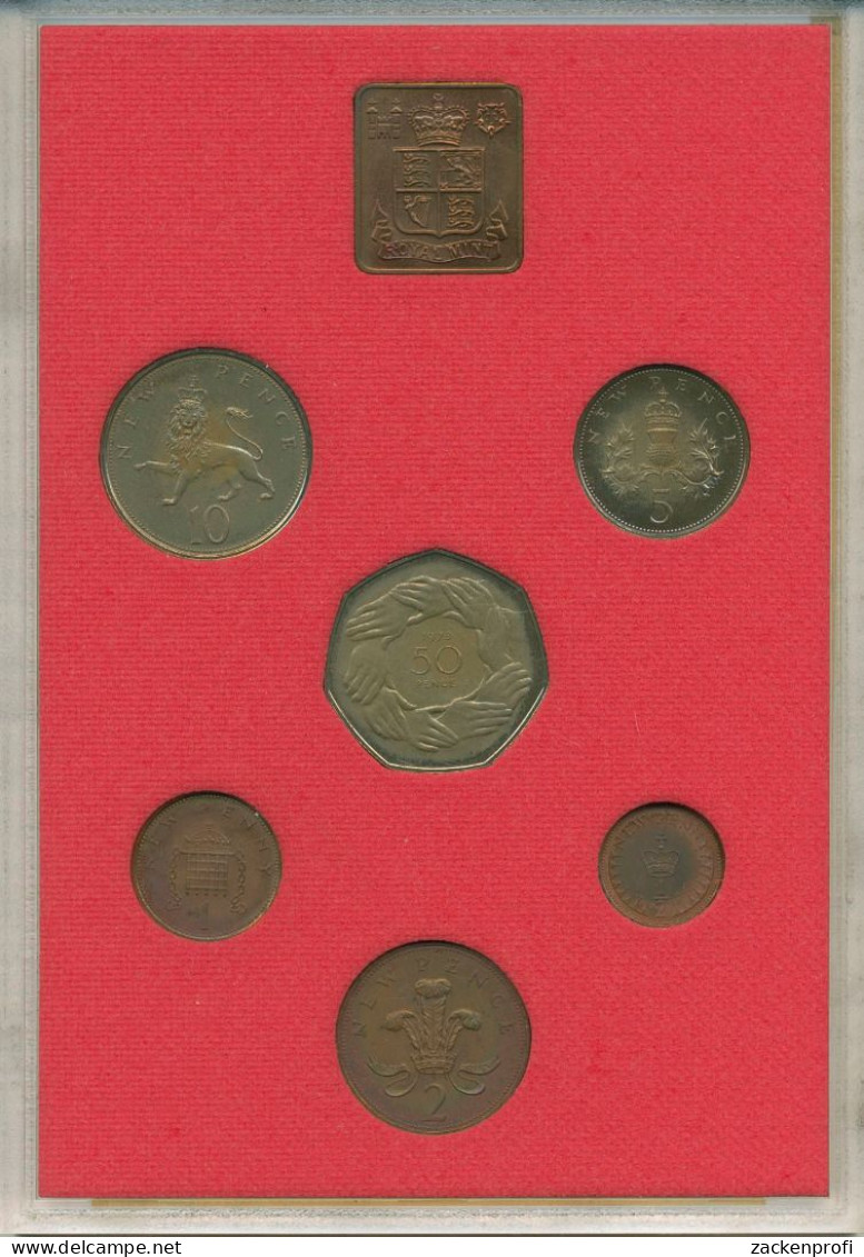 Großbritannien 1973 Kursmünzen 1/2 Penny - 50 Pence, KM PS 29, PP (m5543) - Sonstige & Ohne Zuordnung