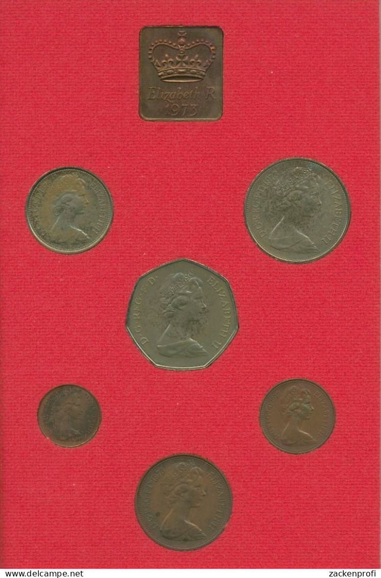 Großbritannien 1973 Kursmünzen 1/2 Penny - 50 Pence, KM PS 29, PP (m5543) - Other & Unclassified