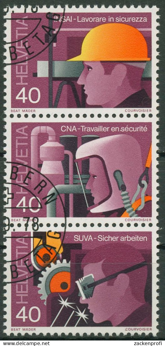 Schweiz 1978 Sicherheit Am Arbeitsplatz 1134/36 S ZD 23 Gestempelt - Used Stamps