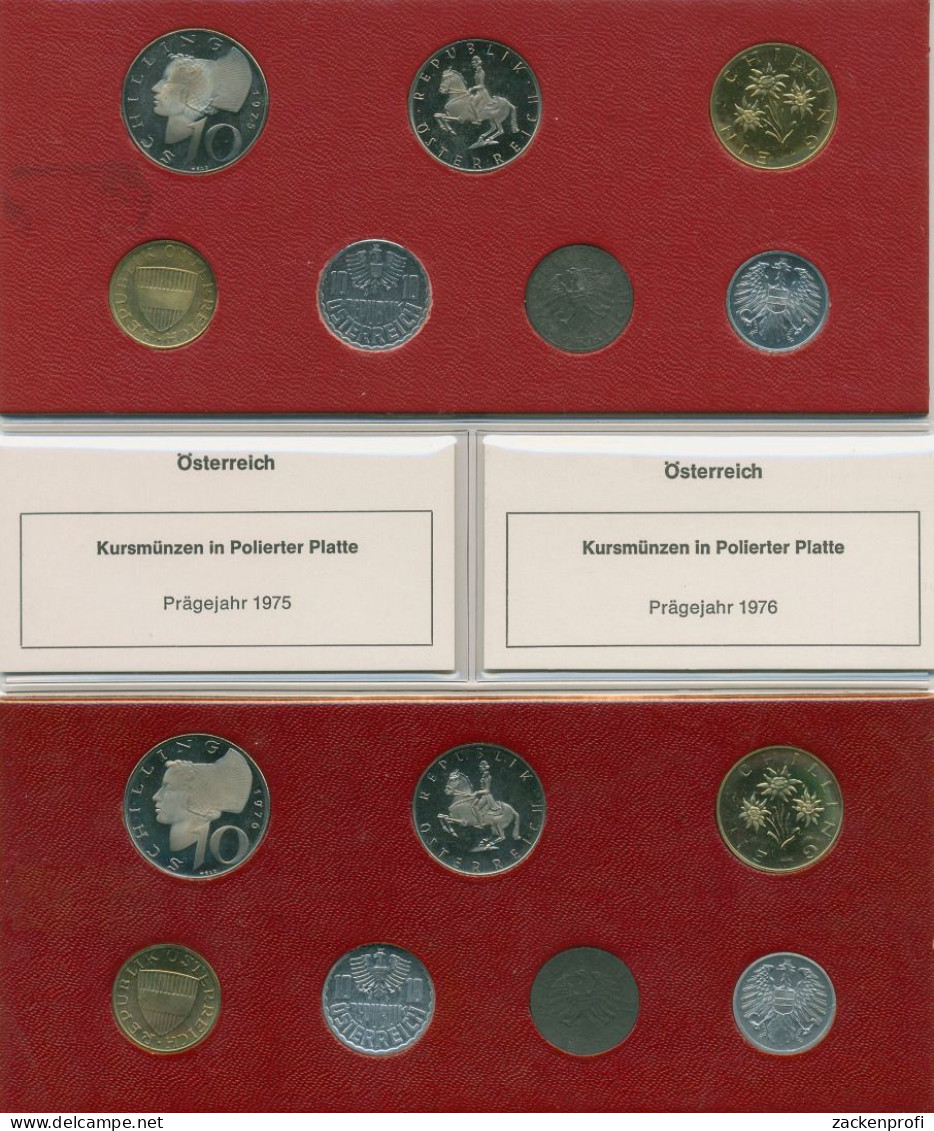 Österreich 1975/76 Kursmünzen 5 Groschen - 10 Schilling Im Blister, PP, (m5550) - Autriche