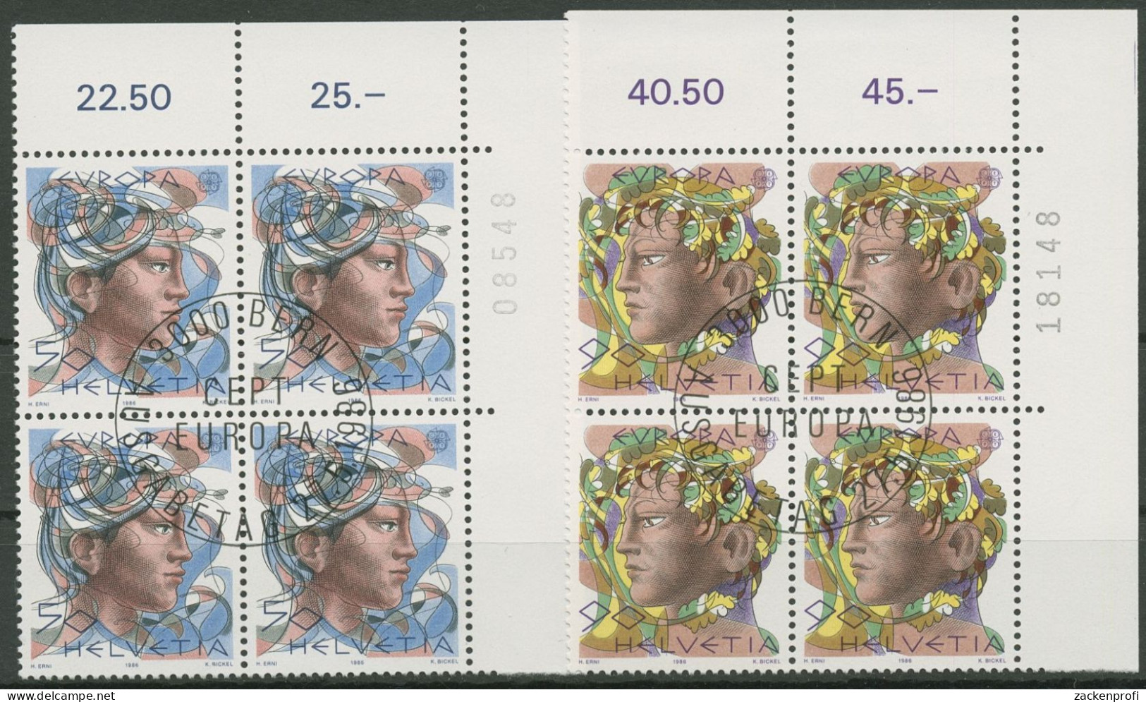 Schweiz 1986 Europa CEPT Naturschutz 1315/16 4er-Block Gestempelt (C62367) - Used Stamps