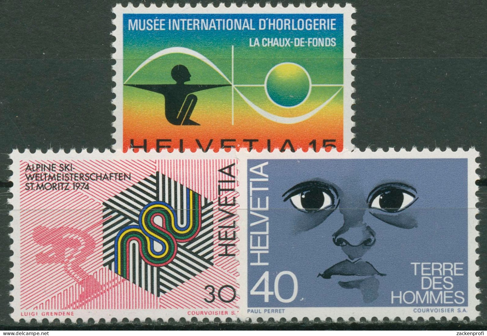 Schweiz 1973 Ereignisse Uhrenmuseum Ski-WM Kinderhilfswerk 1000/02 Postfrisch - Unused Stamps