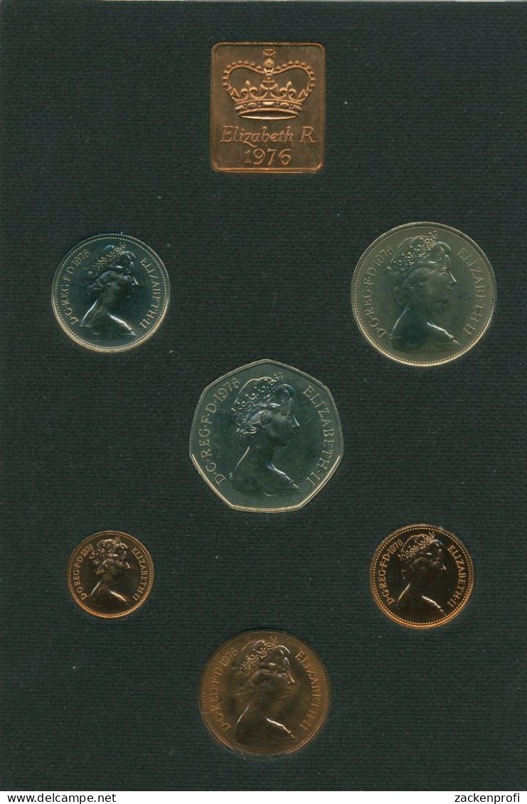 Großbritannien 1976 Kursmünzen 1/2 Penny - 50 Pence, KM PS 32, PP (m5546) - Other & Unclassified