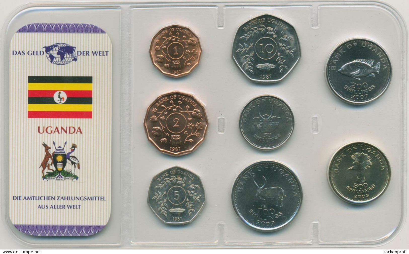 Uganda 1987/2007 Kursmünzen 1 - 500 Schilling Im Blister, St (m4104) - Ouganda