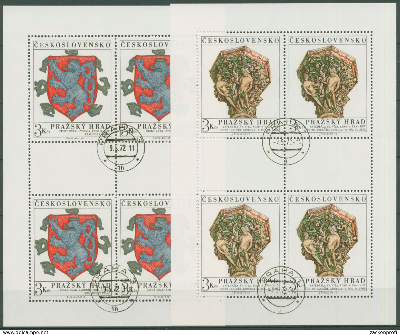 Tschechoslowakei 1972 Prager Burg Wappen V. Böhmen 2071/72 K Gestempelt (C96154) - Hojas Bloque