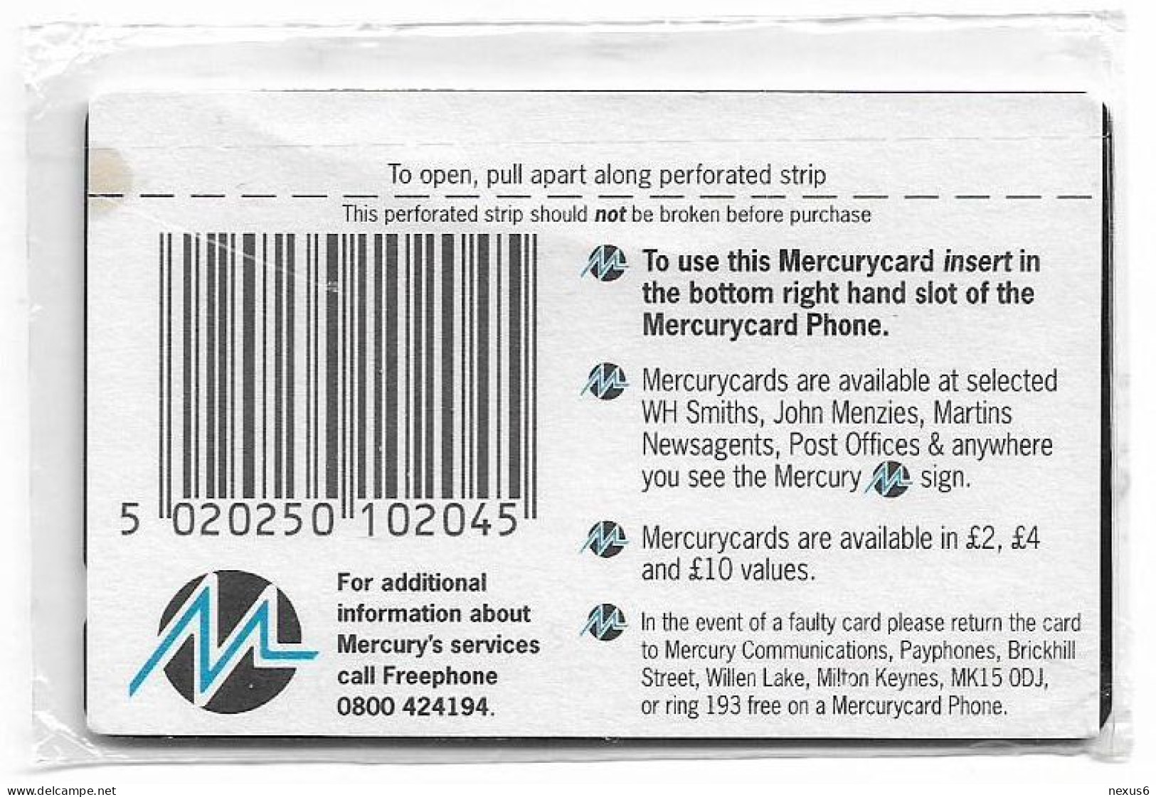 UK (Mercury) - Portman Hotel - 20MERC - MER204 - 8.802ex, NSB - Mercury Communications & Paytelco