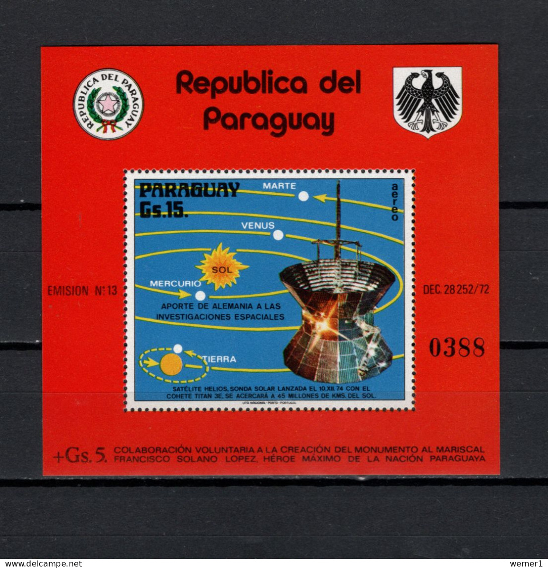 Paraguay 1975 Space, Solar System, Helios Satellite S/s MNH - Amérique Du Sud