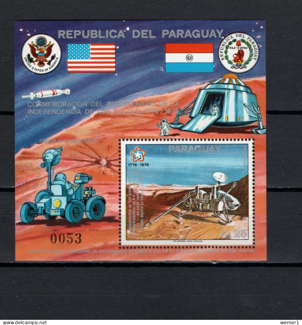 Paraguay 1976 Space, US Bicentennial, Viking S/s MNH - Südamerika