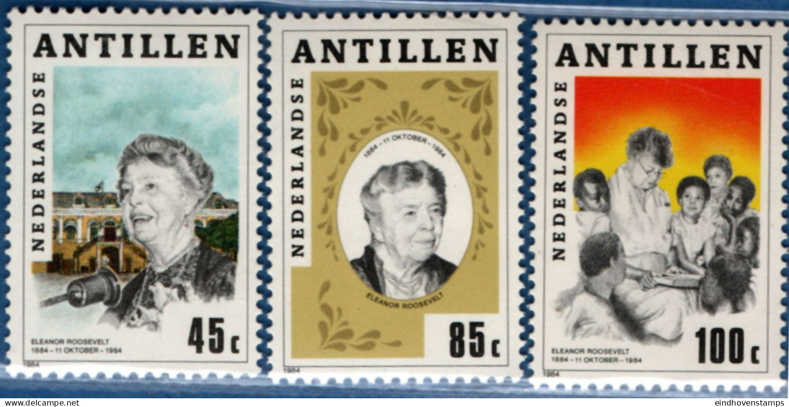 Dutch Antilles 1984 IEleonor Roosevelt, 100th Birthday, 3 Values MNH Nederlandse Antillen - Femmes Célèbres
