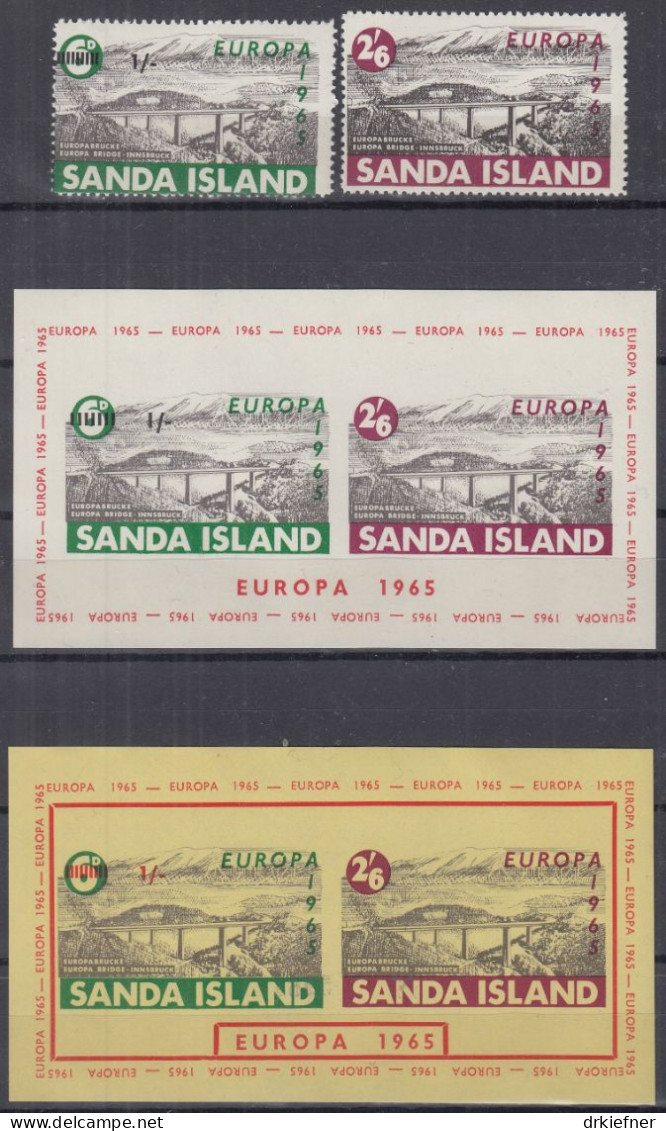 INSEL SANDA (Schottland), Nichtamtl. Briefmarken, 2 Blöcke + 2 Marken Postfrisch **, Europa 1965, Europabrücke Innsbruck - Schotland