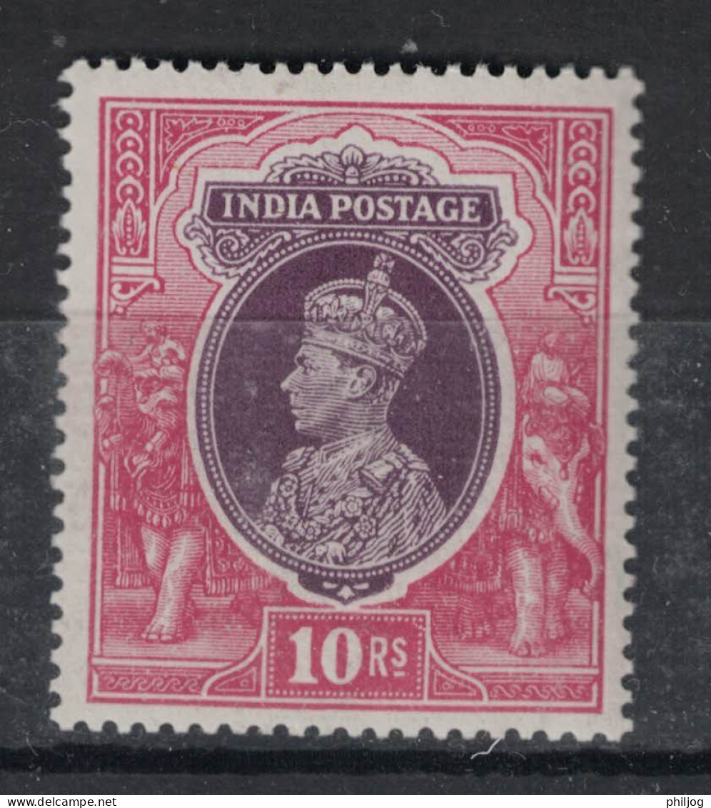 Inde 1937 - Yvert 158 Neuf AVEC Charnière - Sc#165, SG 262 - KGVI 10R - Roi George VI - 1936-47 Roi Georges VI