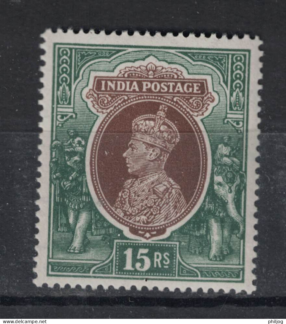 Inde 1937 - Yvert 159 Neuf AVEC Charnière - Sc#166, SG 263 - KGVI 15R - Roi George VI - 1936-47 King George VI