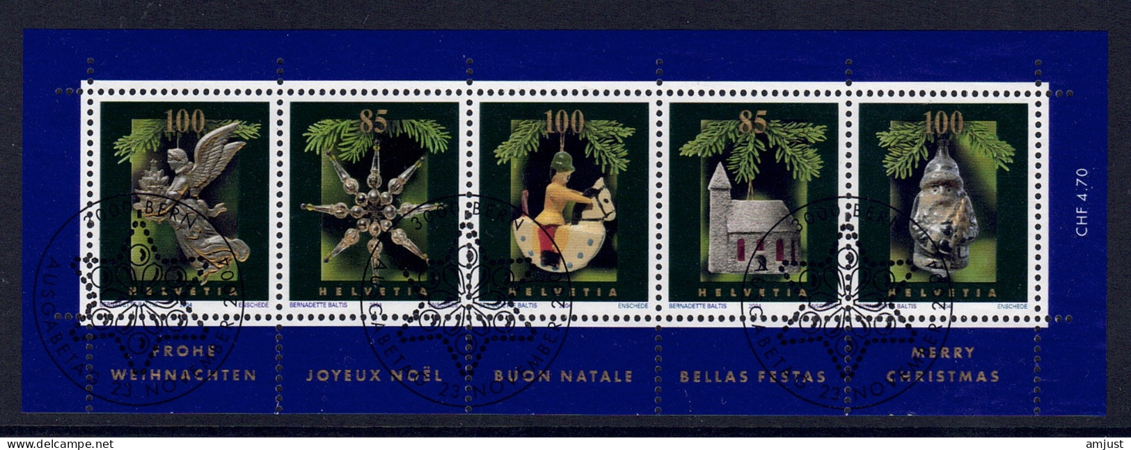 Suisse /Schweiz/Svizzera/Switzerland/2004 // Timbres De Noël 2004 Feuillet De 5 Timbres No. 1141-1145 - Usados