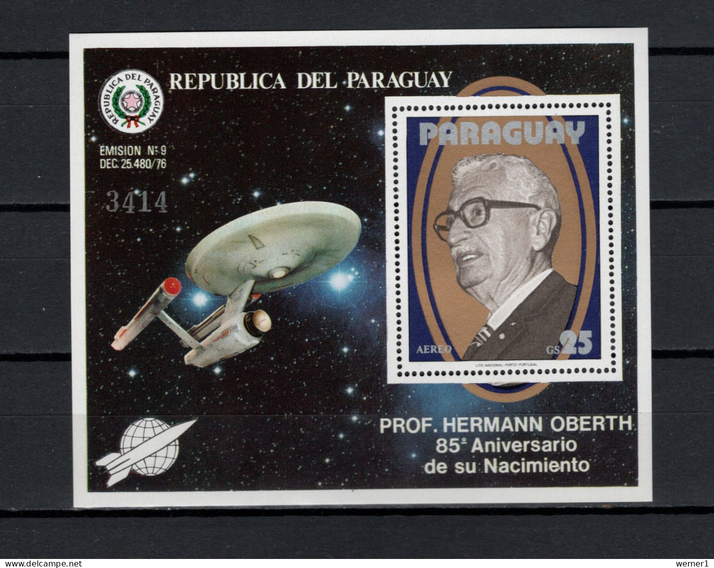 Paraguay 1979 Space, Hermann Oberth, Star Trek S/s MNH - Amérique Du Sud