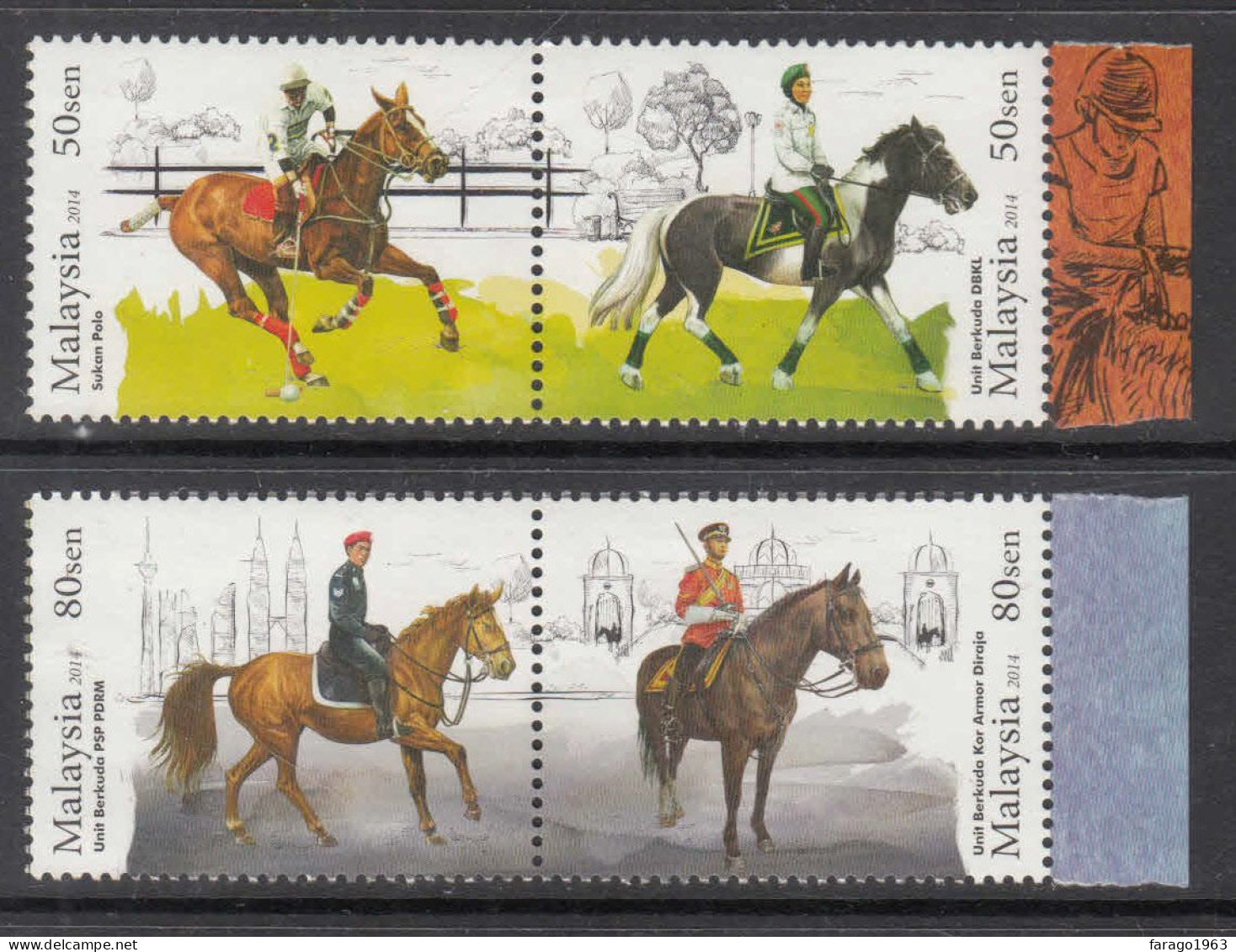 2014 Malaysia Horses  Complete Set Of 2 Pairs MNH - Malaysia (1964-...)