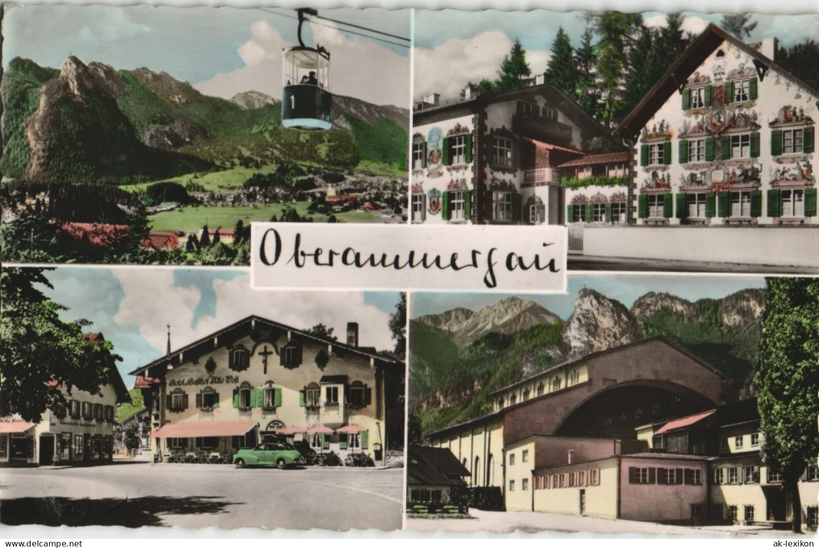 Oberammergau Mehrbild-AK Mit Bergbahn, Hotel Alte Post, Hänsl U. Gretl-Heim 1960 - Oberammergau