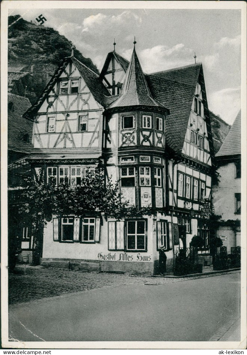 Ansichtskarte Bacharach Hakenkreuz Auf Berg Gasthof "Altes Haus" 1938 - Bacharach