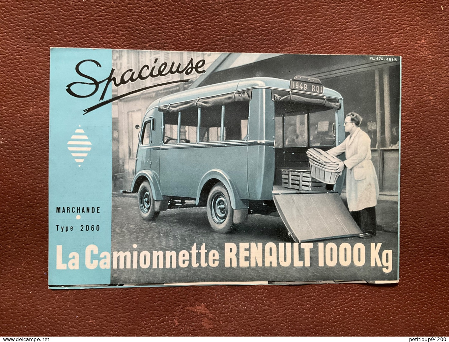 (2) DOCUMENT Commercial RENAULT La Camlonnette Renault 1000 Kg MARCHANDE Type 2060 - Automobil