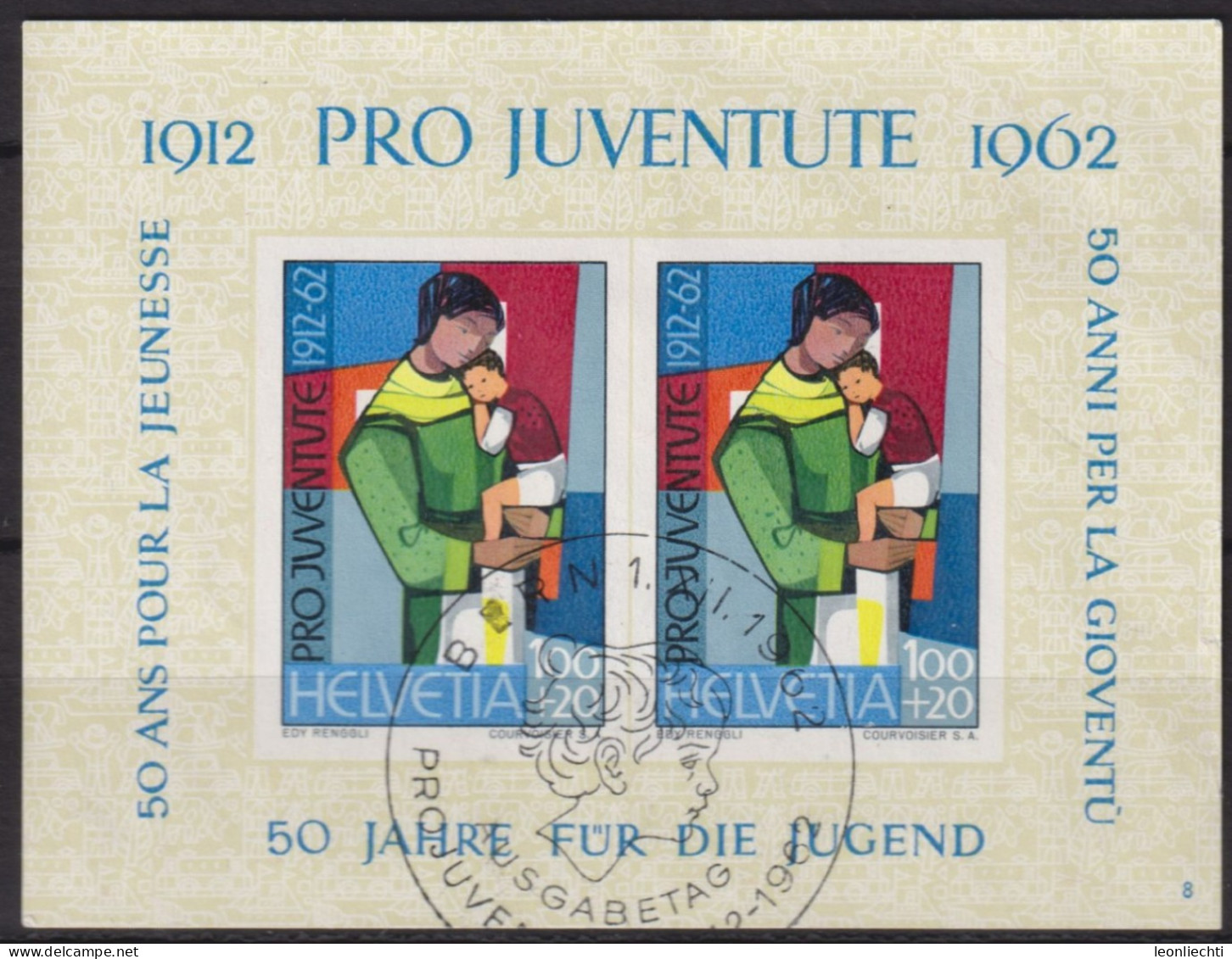 1962  Schweiz / Pro Juventute ° Zum:CH J199, Mi:CH: Bl. 18, Yt:CH BF18, Jubiläumsblock (8) - Used Stamps