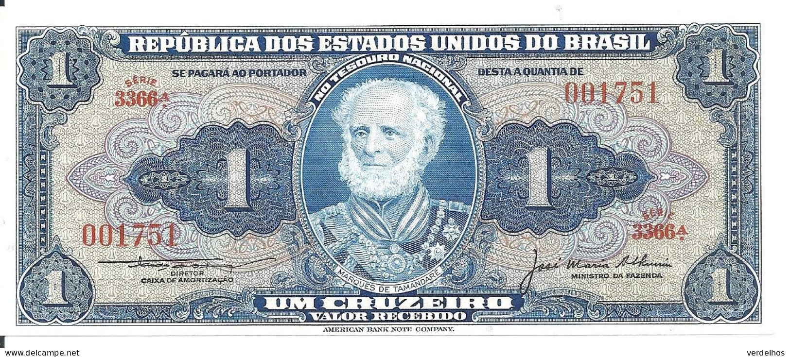 BRESIL 1 CRUZEIRO ND1954-58 UNC P 150 C - Brasil