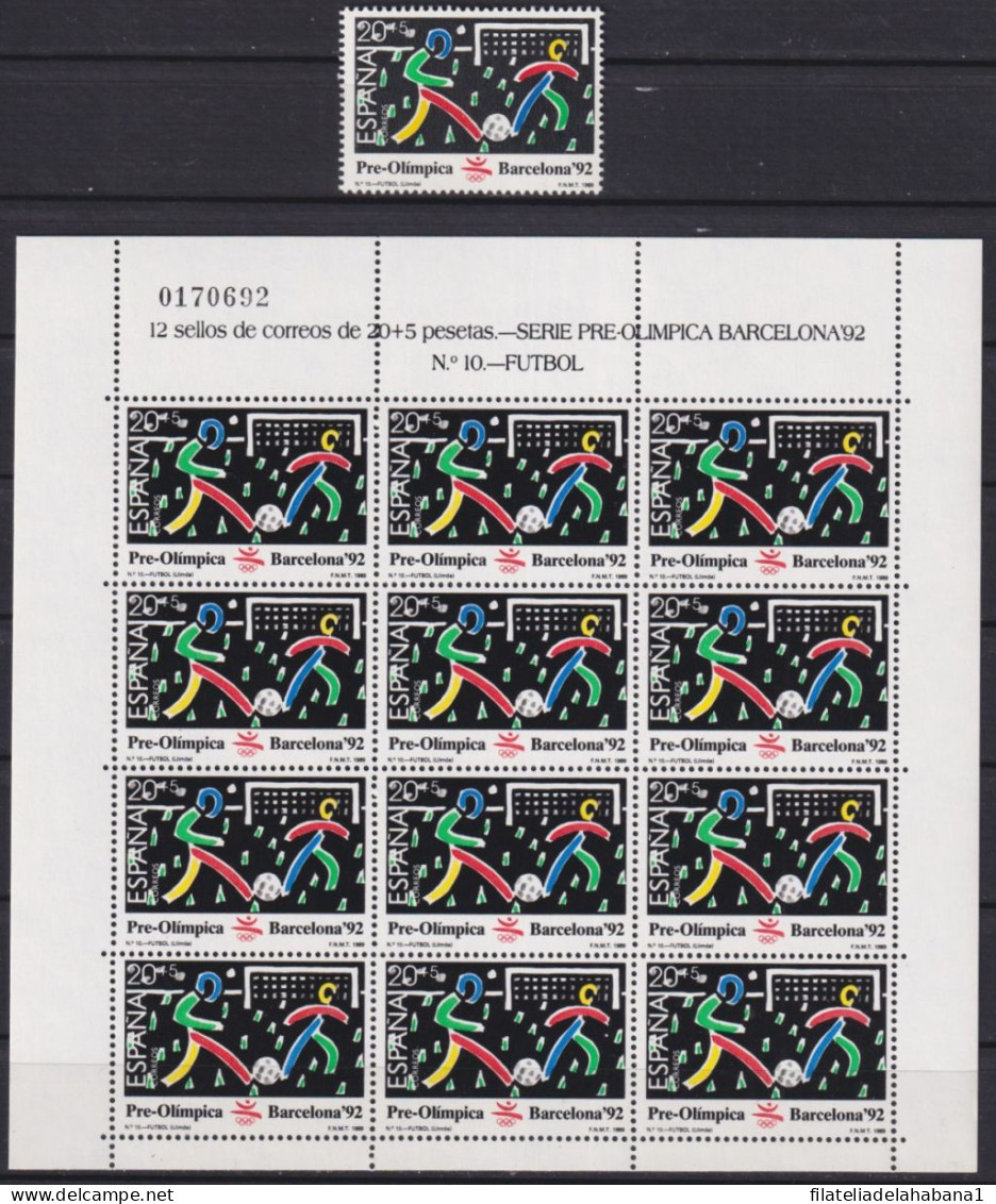 F-EX49314 SPAIN ESPAÑA MNH 1989 OLYMPIC BARCELONA MINISHEET Nº10 SOCCER FOOTBALL. - Verano 1992: Barcelona