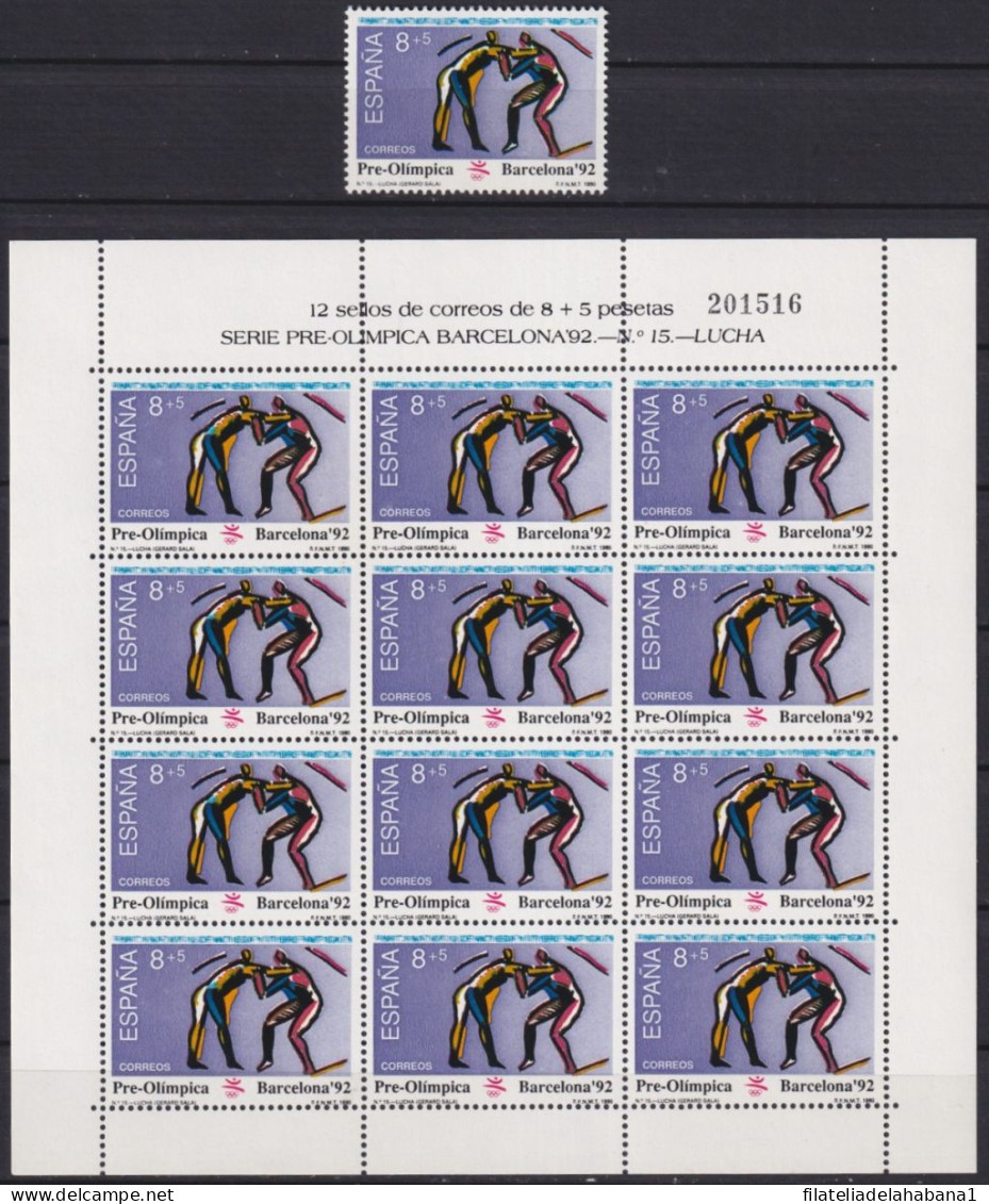 F-EX49317 SPAIN MNH 1990 OLYMPIC BARCELONA MINISHEET Nº15 LUCHA FIGHTING.  - Summer 1992: Barcelona