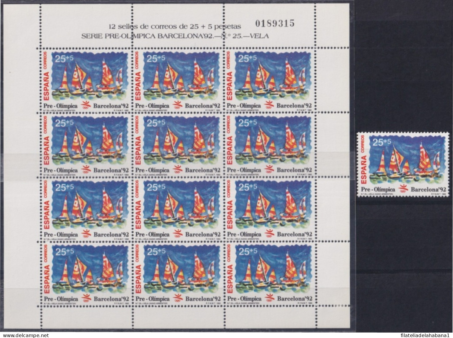 F-EX49322 SPAIN ESPAÑA MNH 1992 OLYMPIC GAMES BARCELONA SAILING BOAT SHEET.  - Summer 1992: Barcelona