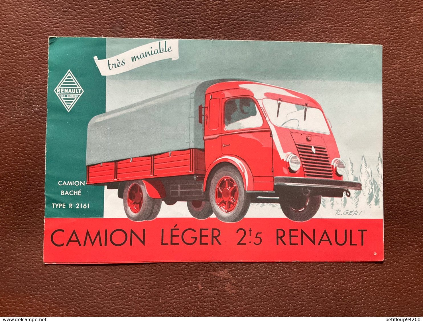 (4) DOCUMENT Commercial RENAULT  Camoin Léger 2t.5 RENAULT Camlon Bâche TYPE R 2161 - Automobil