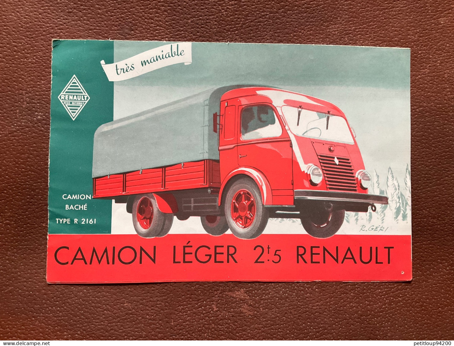 (4) DOCUMENT Commercial RENAULT  Camoin Léger 2t.5 RENAULT Camlon Bâche TYPE R 2161 - Cars