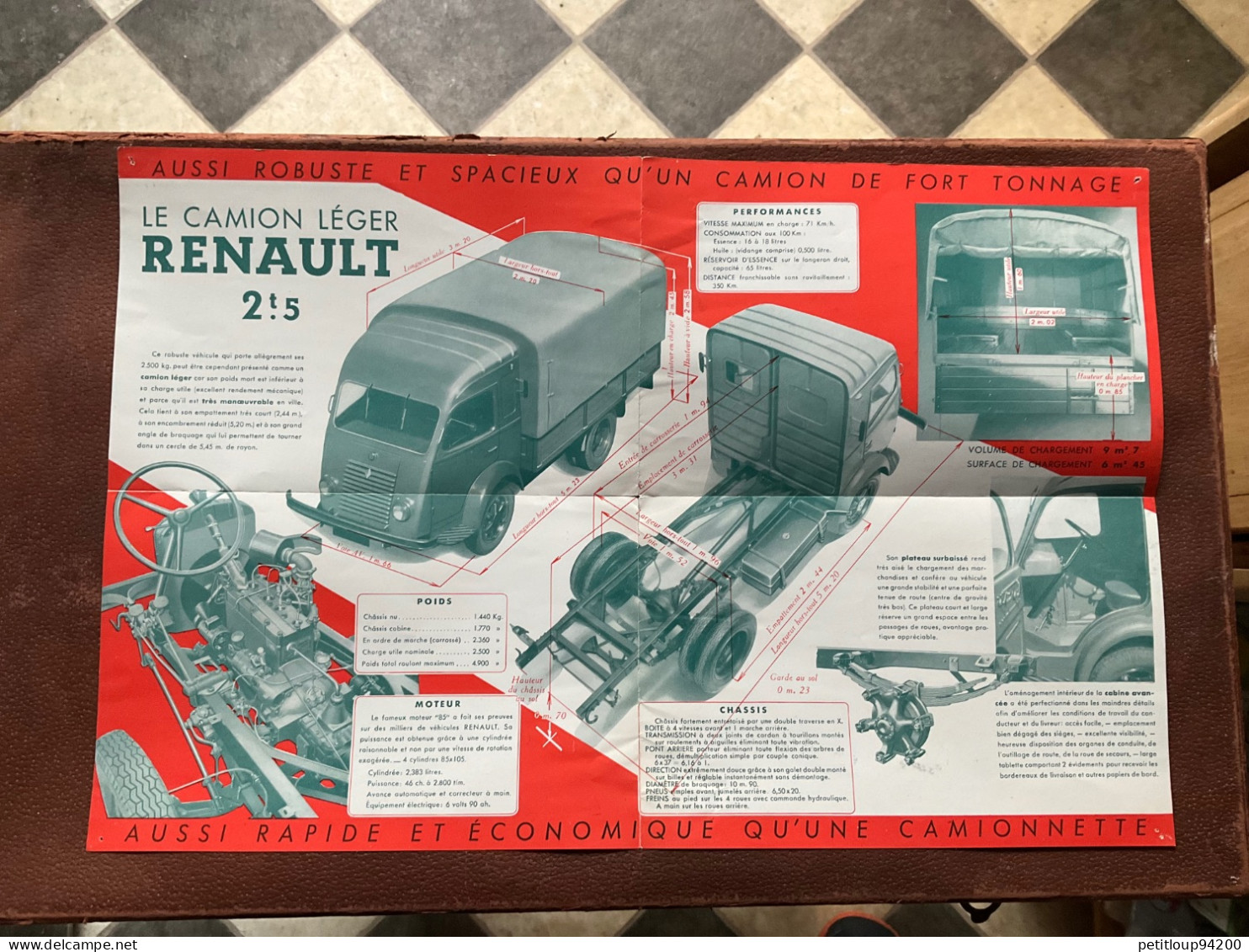 (4) DOCUMENT Commercial RENAULT  Camoin Léger 2t.5 RENAULT Camlon Bâche TYPE R 2161 - Cars