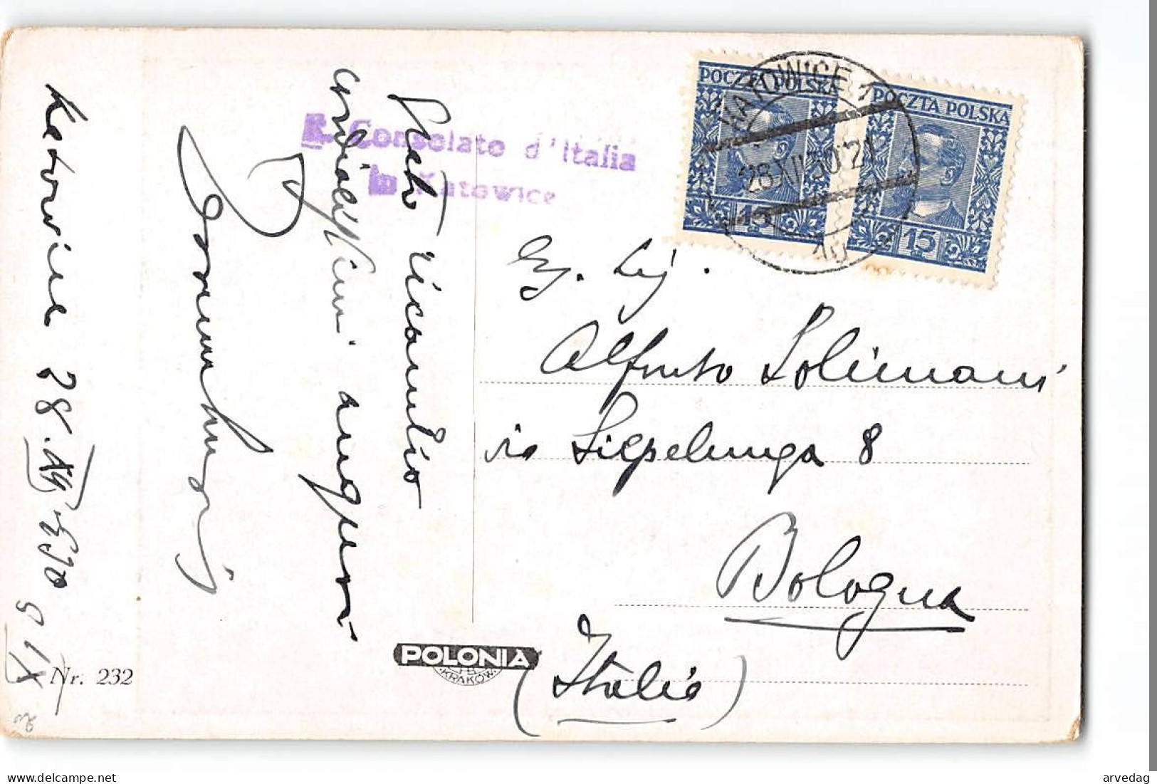 16210 01  REGIO CONSOLATO KATOWICE TO BOLOGNA - Cartas & Documentos