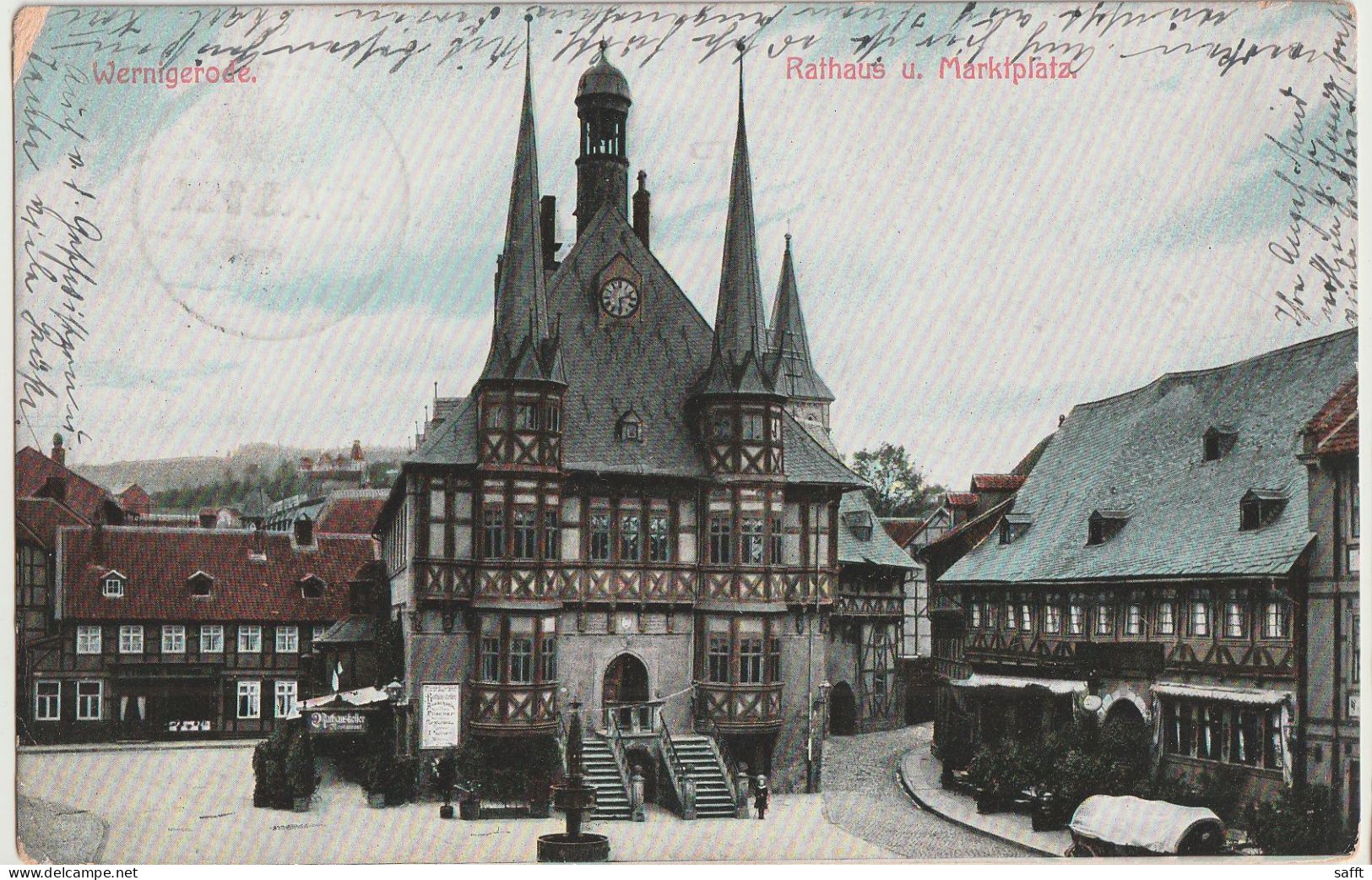 AK Wernigerode, Rathaus Und Marktplatz 1908 - Wernigerode