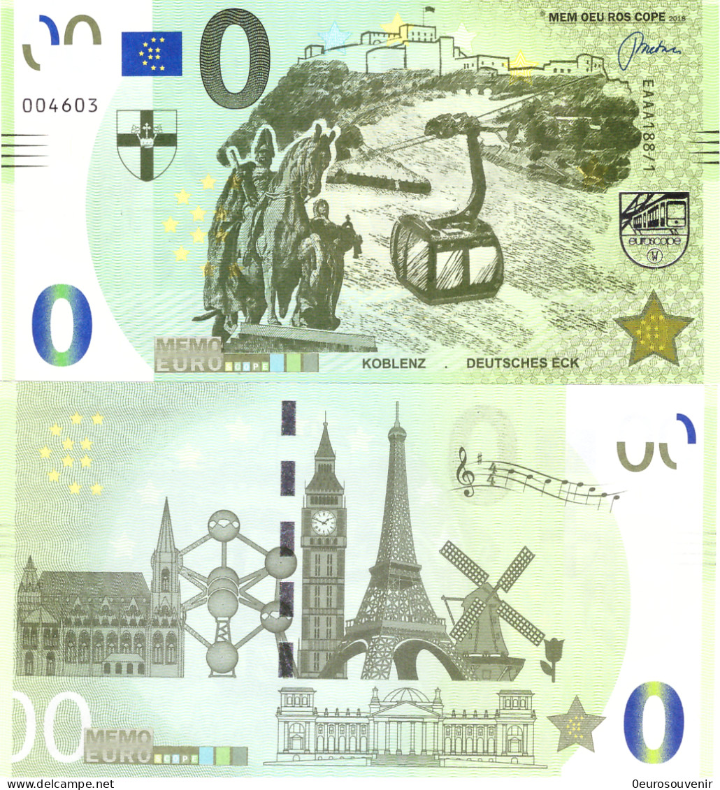 MEMO 0-Euro EAAA 188/1 KOBLENZ DEUTSCHES ECK - Privatentwürfe