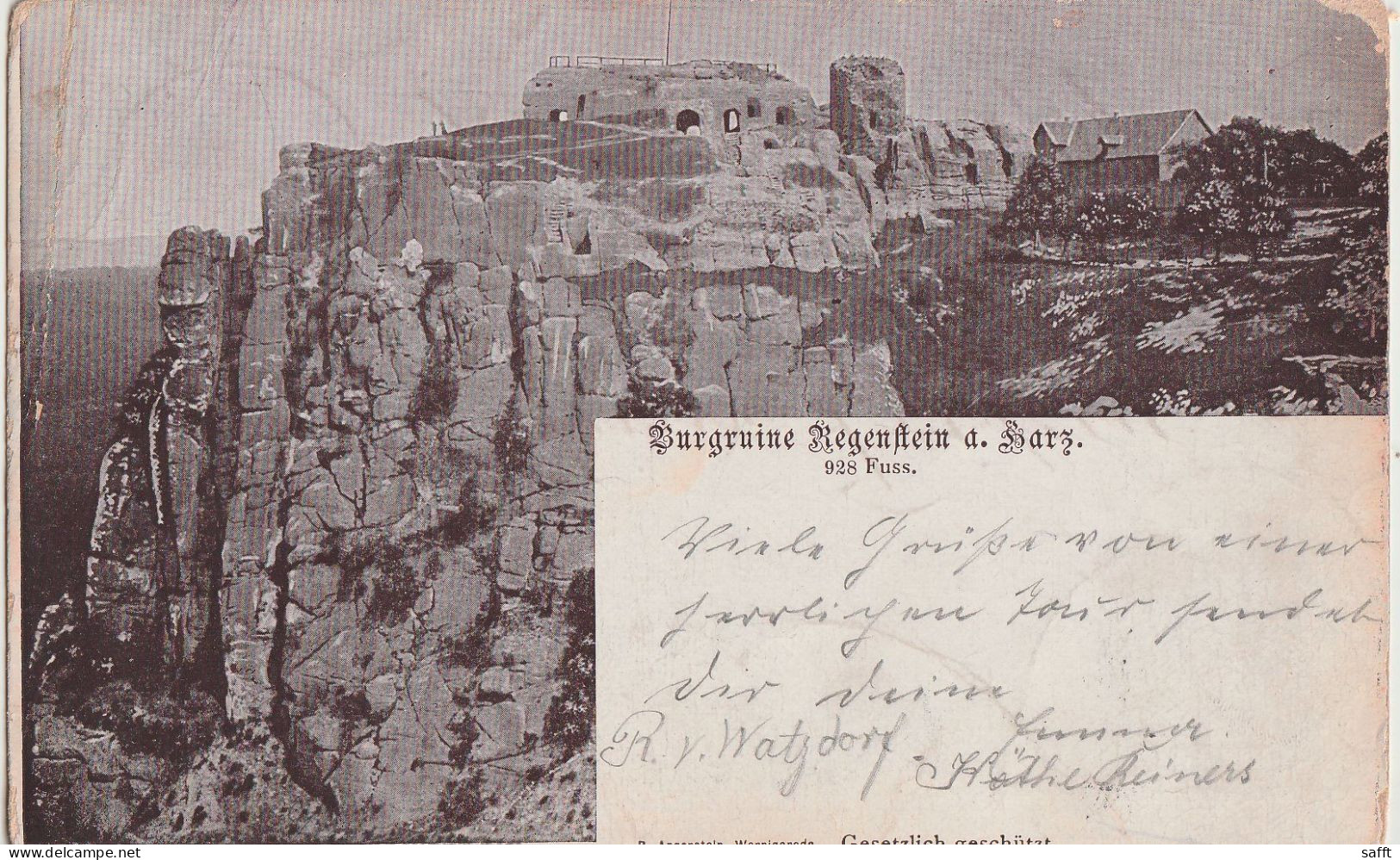 Ak Burgruine Regenstein/Harz Bei Blankenburg 1901 - Wernigerode