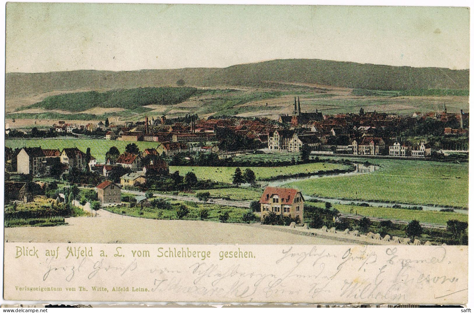 Litho Alfeld/Leine, Blick Vom Schlehberge 1904 - Alfeld