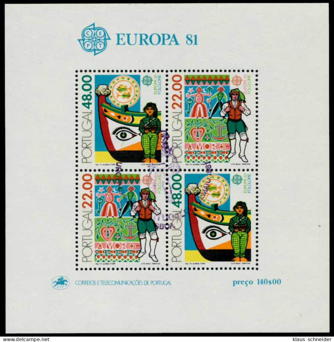 PORTUGAL Block 32 ESST Zentrisch Gestempelt S00D55A - Blocks & Sheetlets