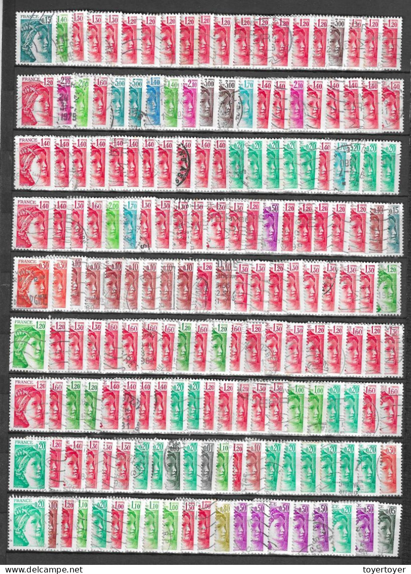 77  Lot De Plus De 500 Timbres Sabine De Gandon Variés Oblitérés - 1977-1981 Sabine De Gandon