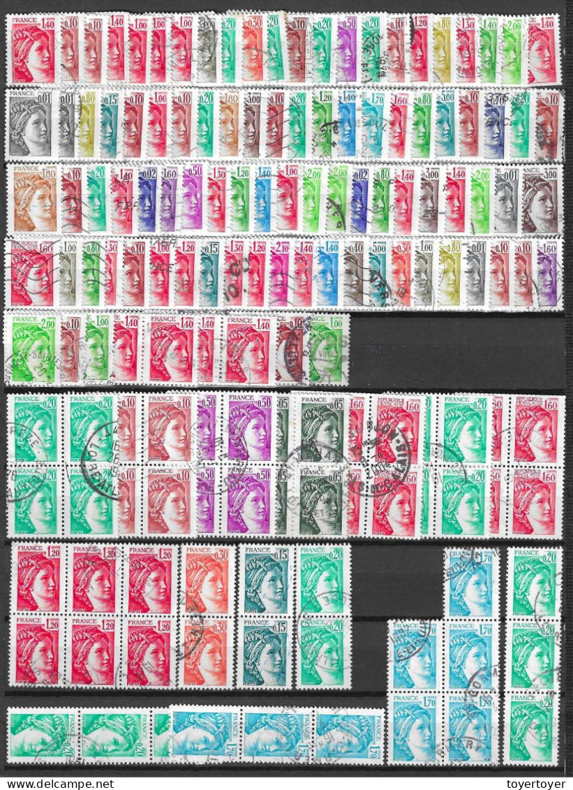 77  Lot De Plus De 500 Timbres Sabine De Gandon Variés Oblitérés - 1977-1981 Sabine Of Gandon