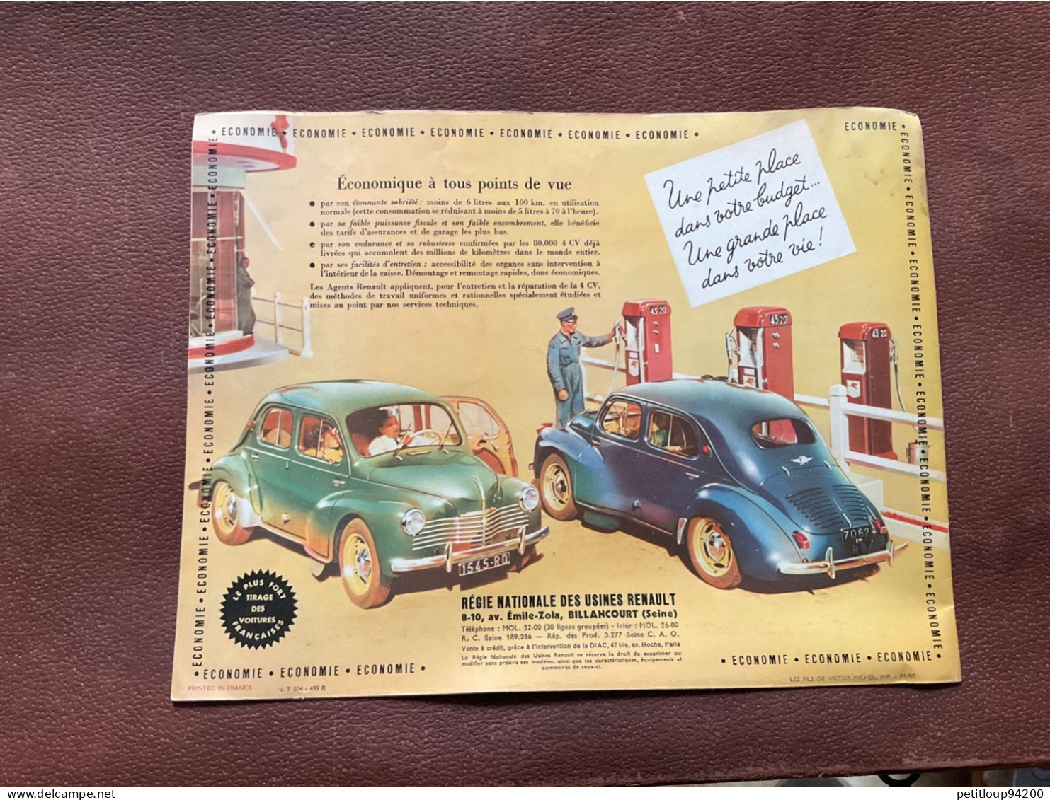 (9) DOCUMENT Commercial RENAULT  4 Cv - Cars