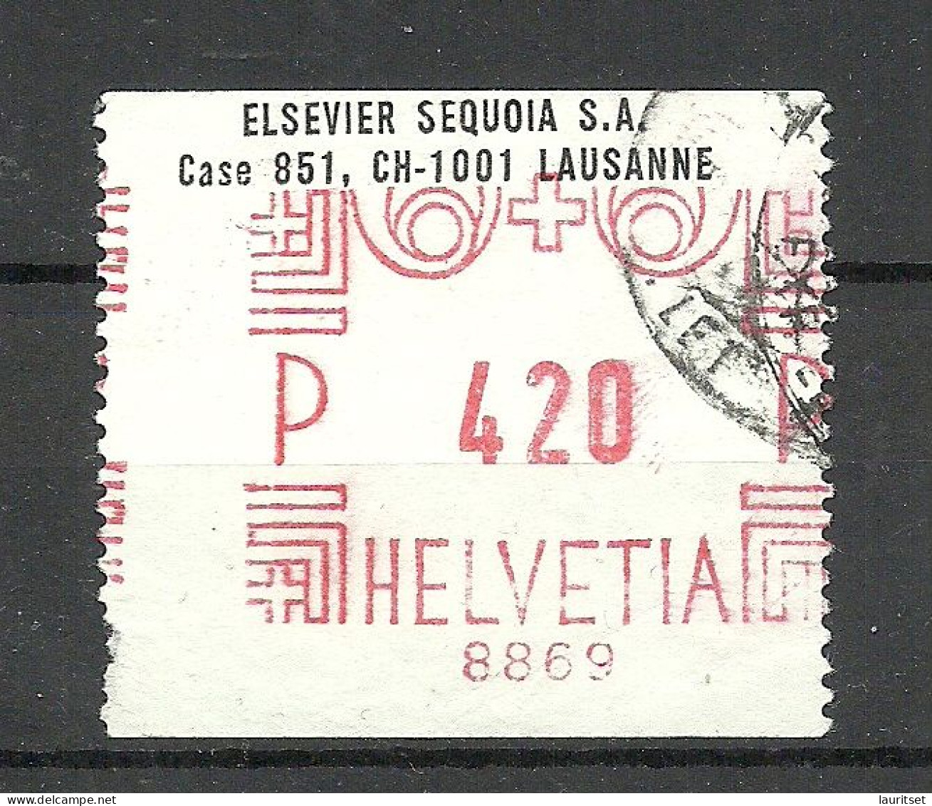 SCHWEIZ Switzerland - Automatenmarke O 1975 LAUSANNE Elsevier Sequoia S.A. - Francobolli Da Distributore
