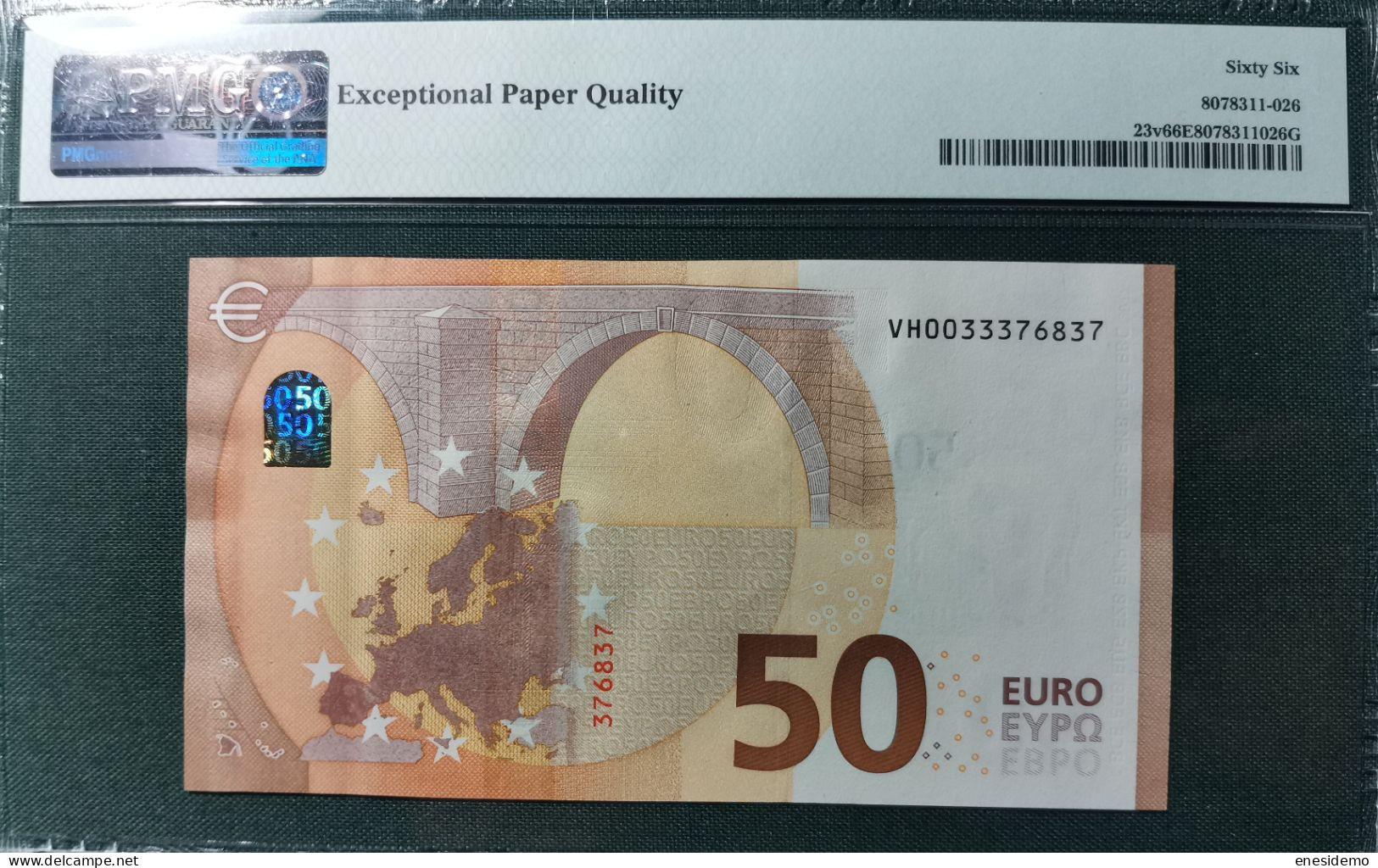 50 EURO SPAIN 2017 DRAGHI V012G2 VH TEST NOTE SC FDS UNC. PMG 66 EPQ PERFECT - 50 Euro