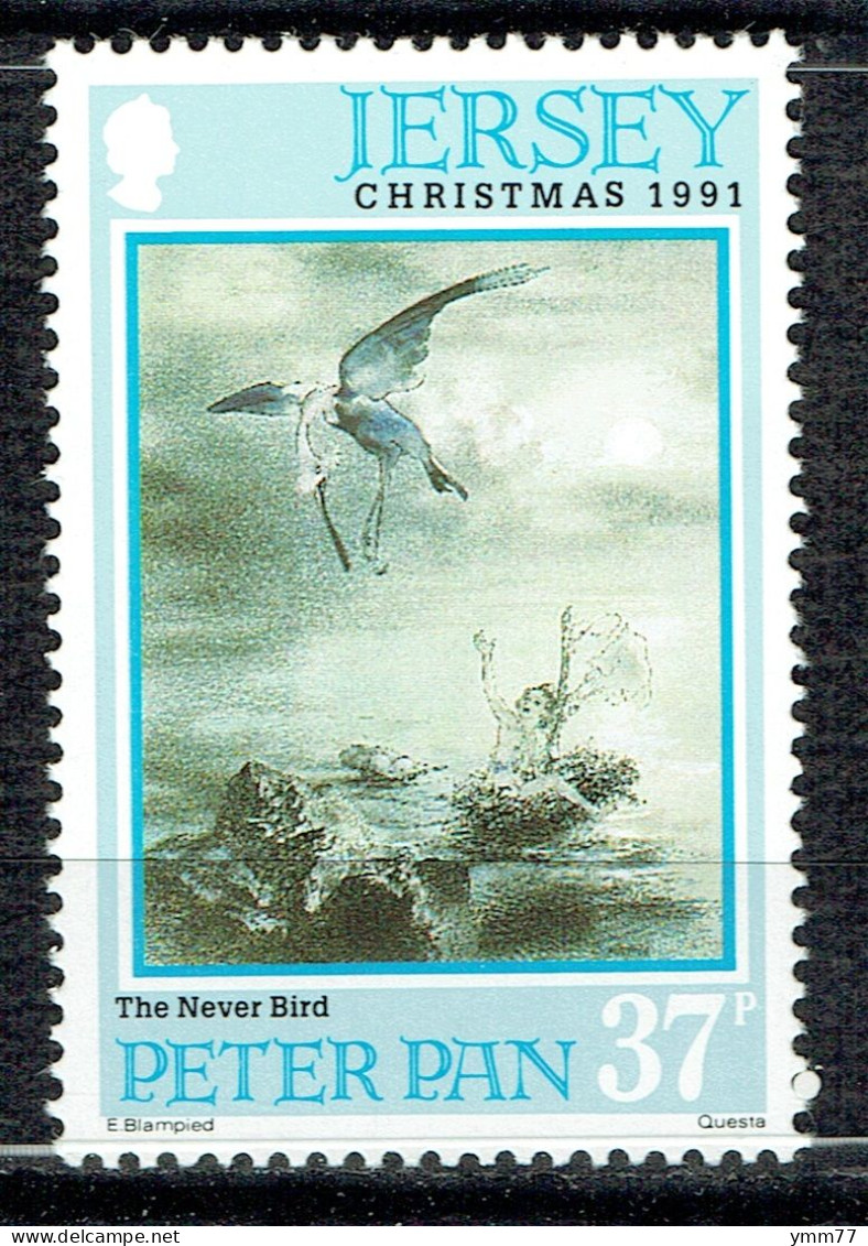 Noël. Peter Pan : Oiseau En Vol Et Garçon Sur Un Tronc D'arbre - Jersey