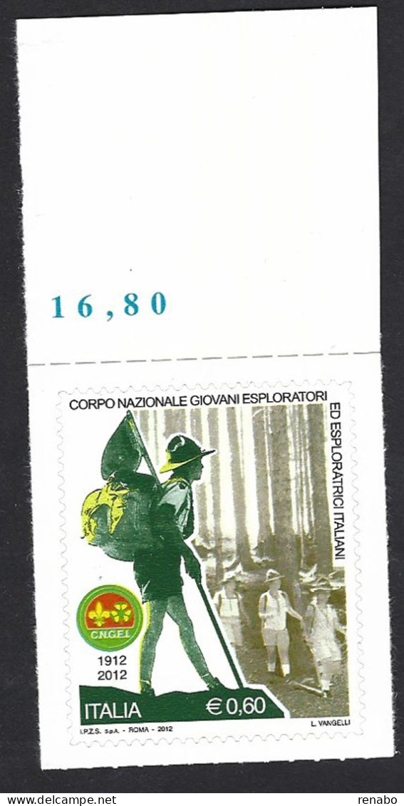 Italia, Italy, Italien, Italie 2012; Centenario Dei Giovani Esploratori, SCOUT; Francobollo Di Bordo. - Nuevos