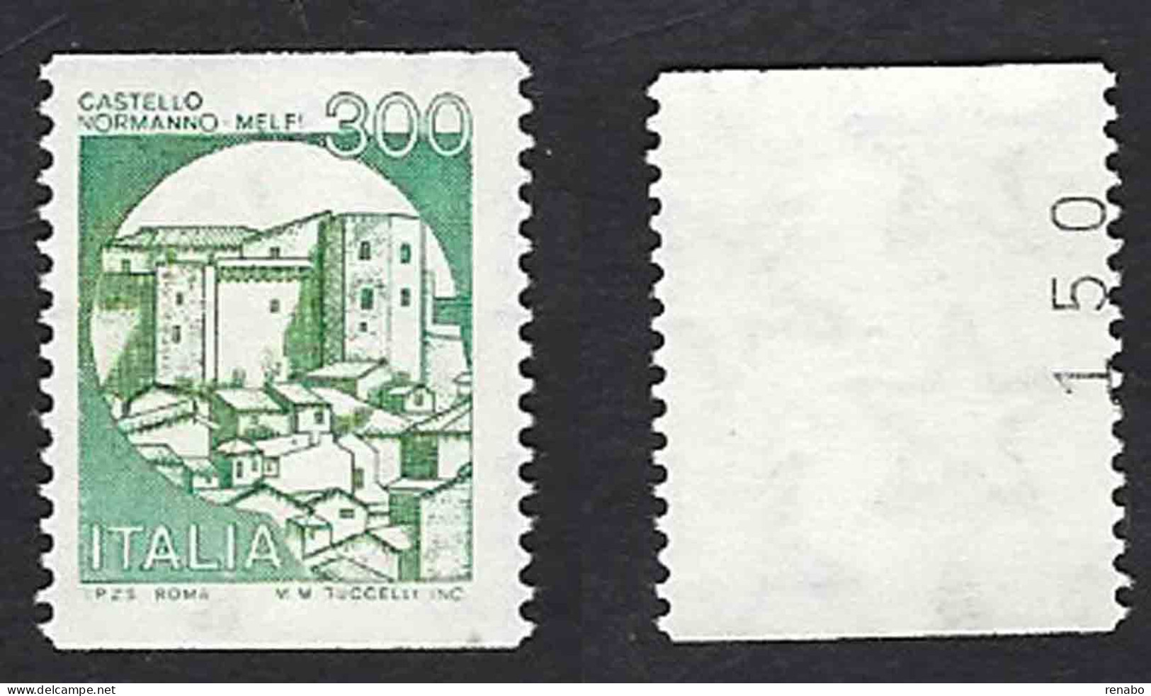 Italia 1981; Castelli D' Italia Lire 300 Da Distributore, Con Numeretto Al Retro. - 1981-90: Nieuw/plakker