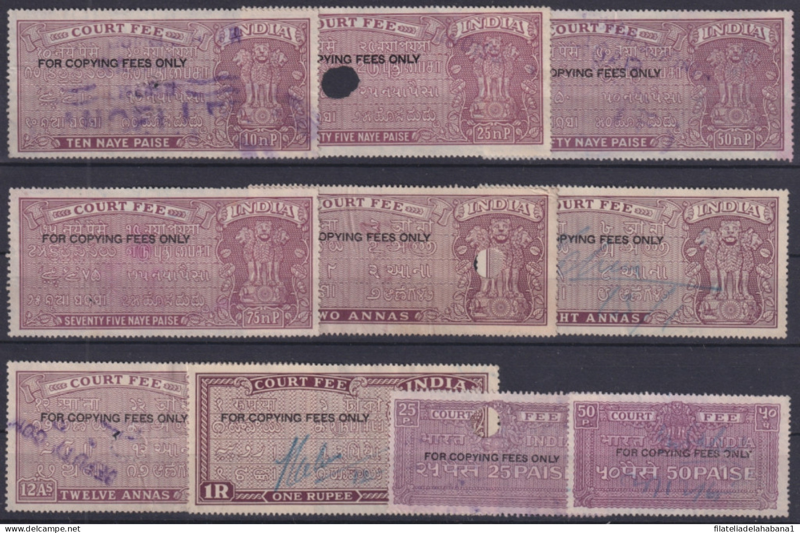 F-EX49338 INDIA REVENUE COURT FEE FOR COPYING FEES ONLY STAMPS LOT.  - Timbres De Service