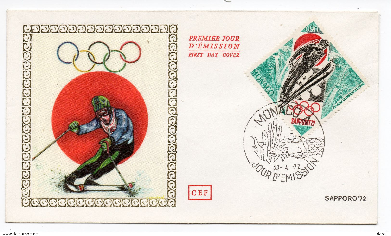 FDC Monaco 1972 - JO Sapporo 72 - Jeux Olympiques D'hiver 1972  - YT 882 - FDC