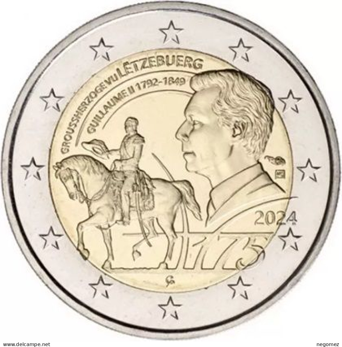 Pièce De 2 Euros Commémorative Luxembourg 2024 : 175ième Anniversaire De La Mort Du Grand-Duc Guillaume II - Luxemburg
